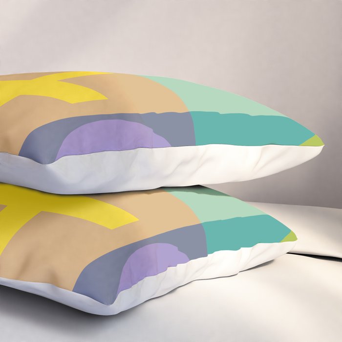 mid  century modern geometric checkers summer 2 Pillow Sham Gallery Image 3