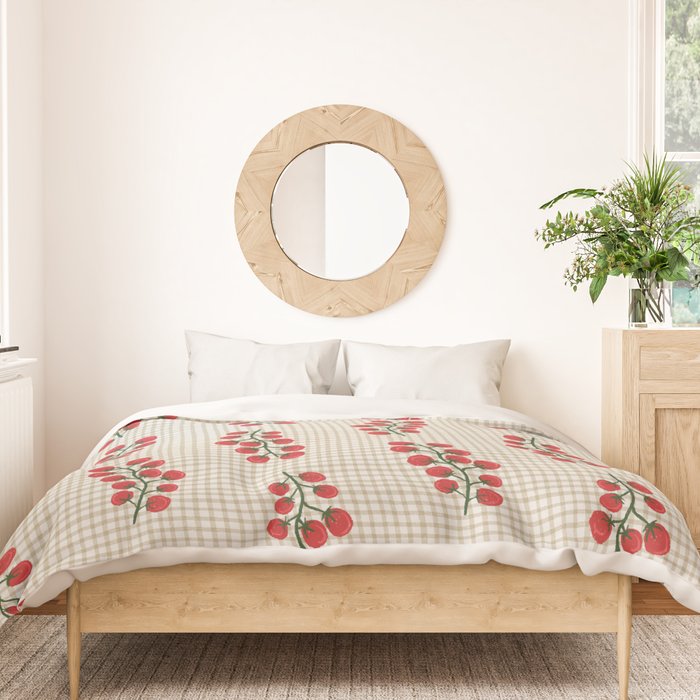 Cherry Tomato Plaid Farmers Market Duvet Cover Gallery Image 3