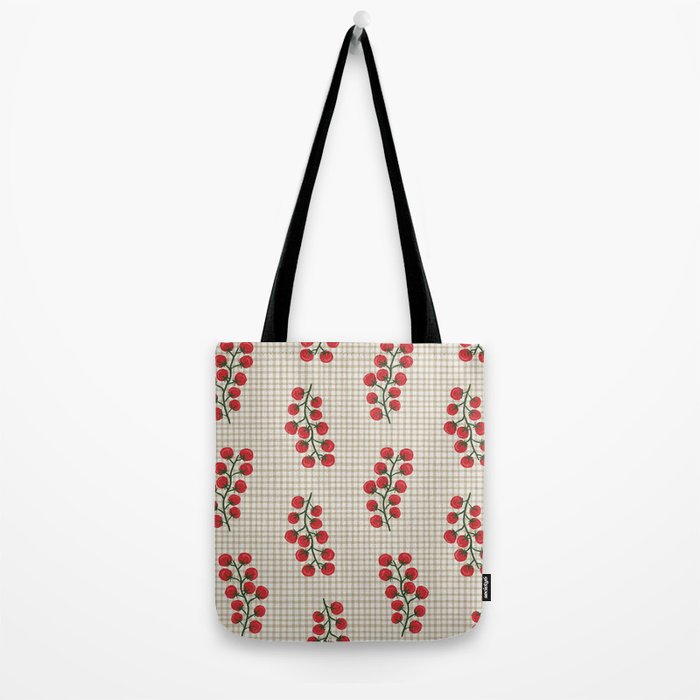 Cherry Tomato Plaid Farmers Market Tote Bag Gallery Image 2