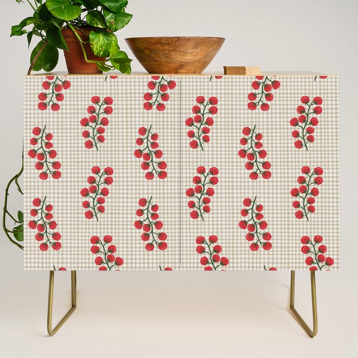 Cherry Tomato Plaid Farmers Market Credenza Gallery Image 1