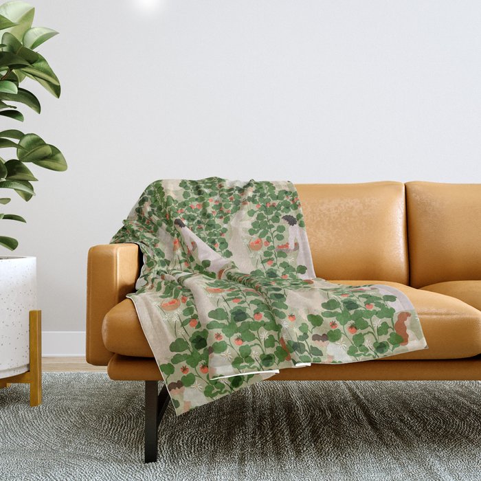 Tomato Girl Summer (BEIGE) Throw Blanket Gallery Image 1