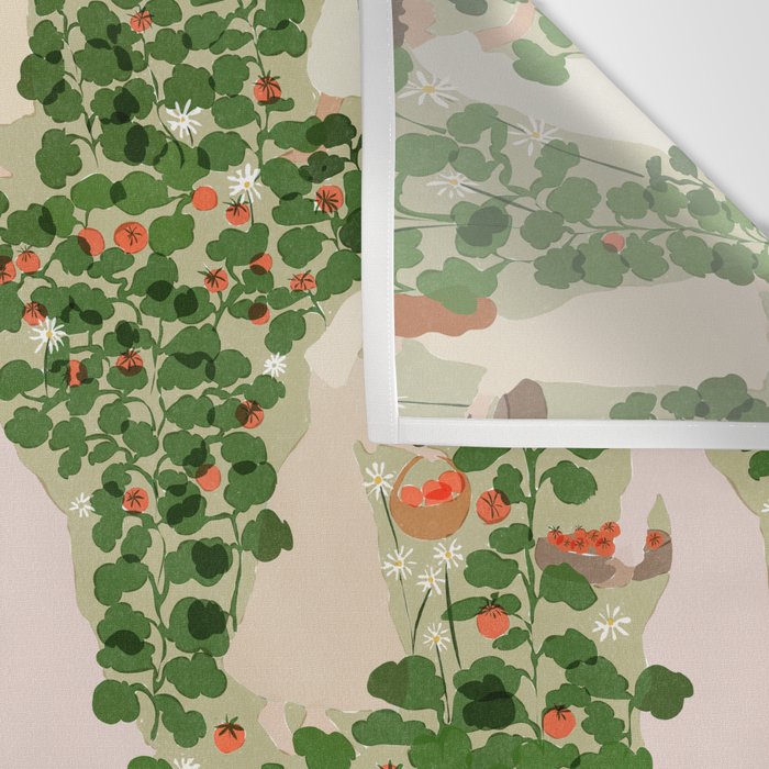 Tomato Girl Summer (BEIGE) Wall Tapestry Gallery Image 3