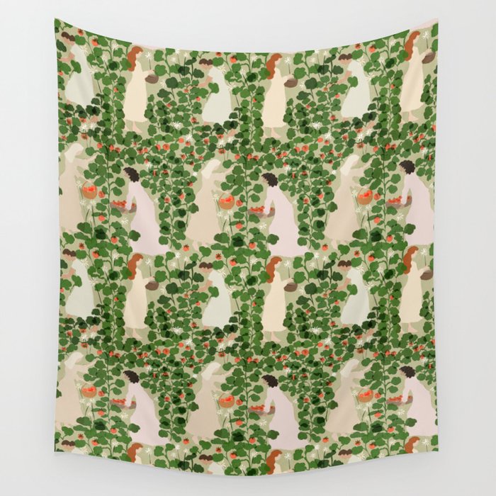 Tomato Girl Summer (BEIGE) Wall Tapestry Gallery Image 1