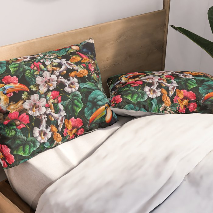 Exotic Blooms and Toucans Pillow Sham Gallery Image 2