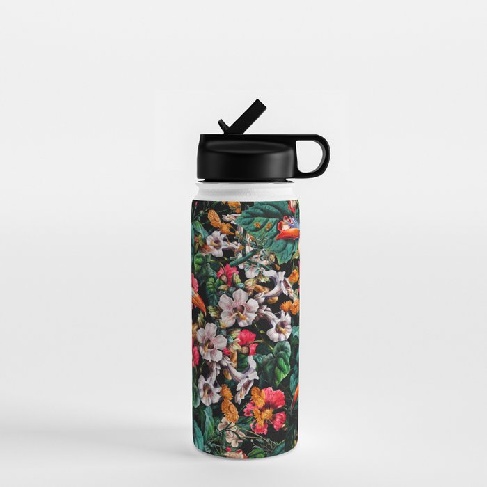 Exotic Blooms and Toucans Water Bottle Gallery Image 1