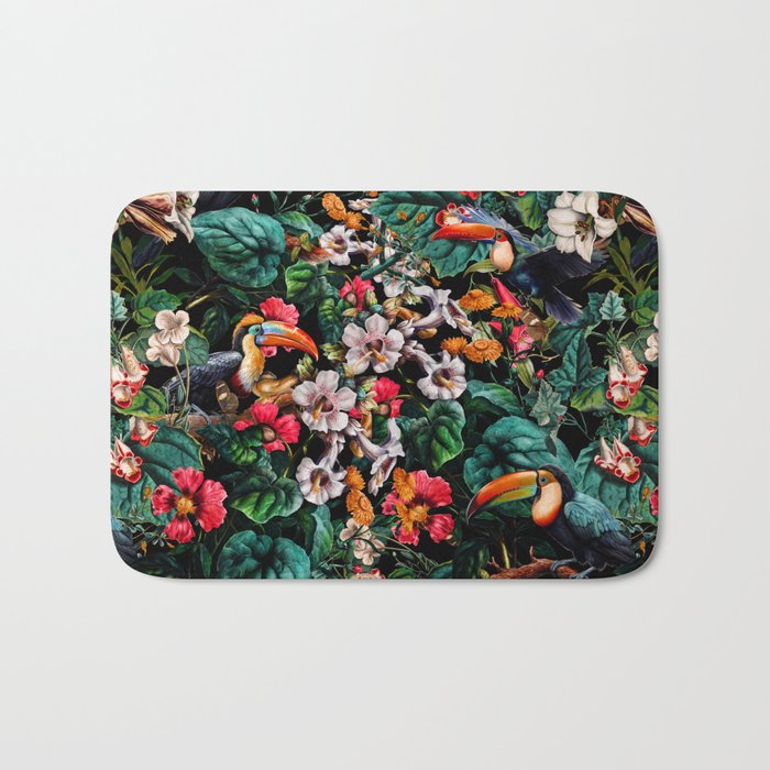 Exotic Blooms and Toucans Bath Mat Gallery Image 1