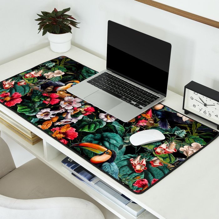 Exotic Blooms and Toucans Desk Mat Gallery Image 2