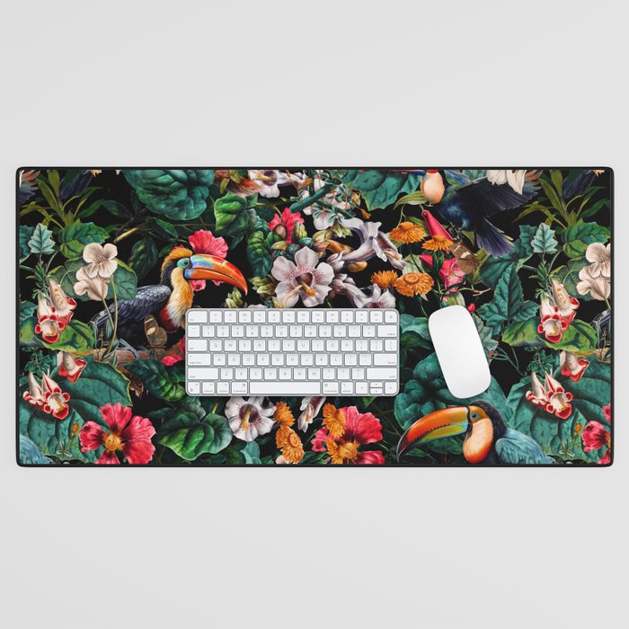 Exotic Blooms and Toucans Desk Mat Gallery Image 1