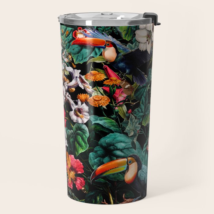 Exotic Blooms and Toucans Travel Mug Gallery Image 2