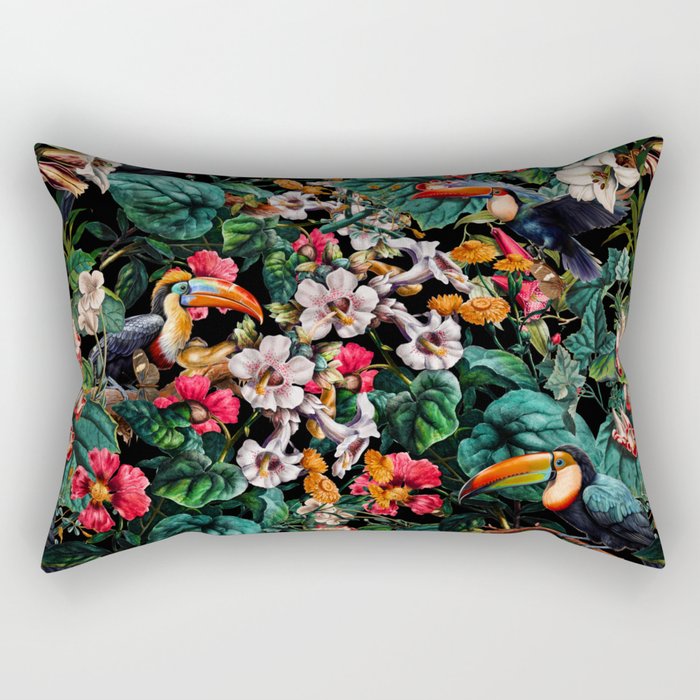 Exotic Blooms and Toucans Rectangular Pillow Gallery Image 1