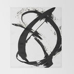 Brushstroke [7]: a minimal, abstract piece in black and white Throw Blanket Gallery Image 2