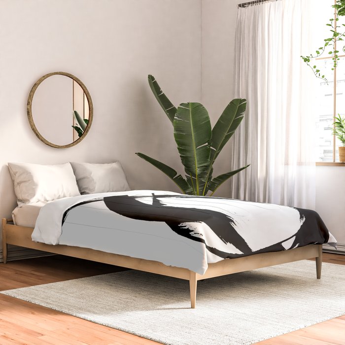 Brushstroke [7]: a minimal, abstract piece in black and white Comforter Gallery Image 2