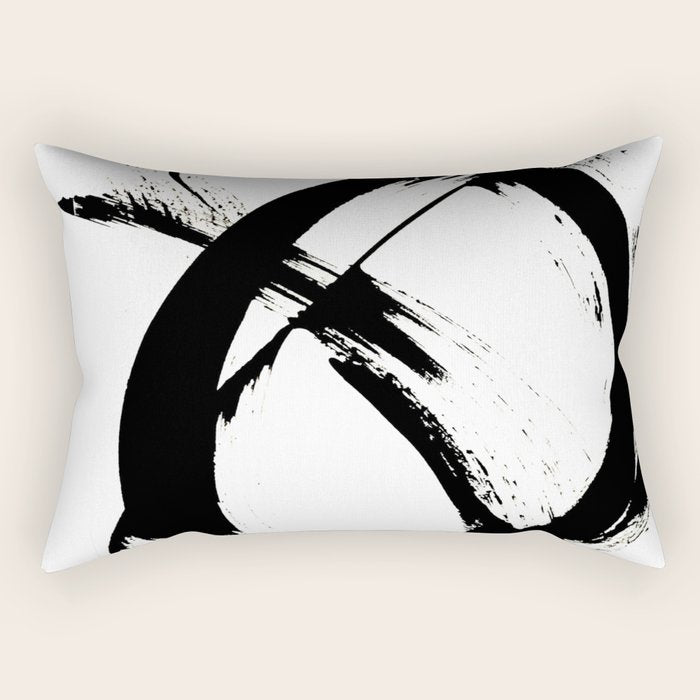 Brushstroke [7]: a minimal, abstract piece in black and white Rectangular Pillow Gallery Image 2