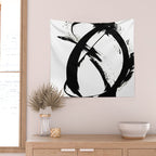 Brushstroke [7]: a minimal, abstract piece in black and white Wall Tapestry Gallery Image 2