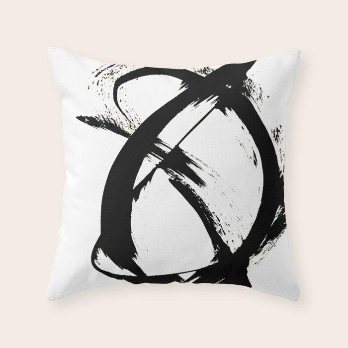 Brushstroke [7]: a minimal, abstract piece in black and white Throw Pillow Gallery Image 6