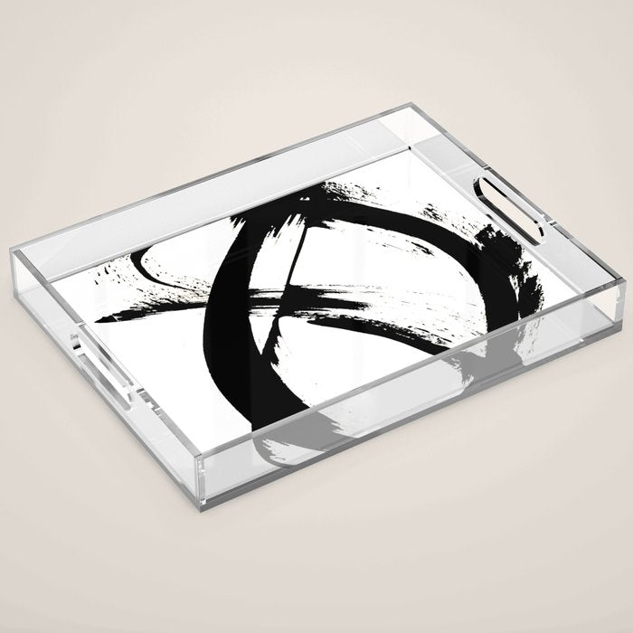 Brushstroke [7]: a minimal, abstract piece in black and white Acrylic Tray Gallery Image 1