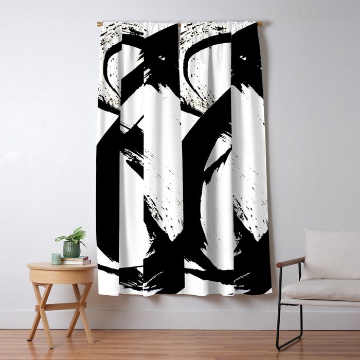 Brushstroke [7]: a minimal, abstract piece in black and white Window Curtain Gallery Image 1