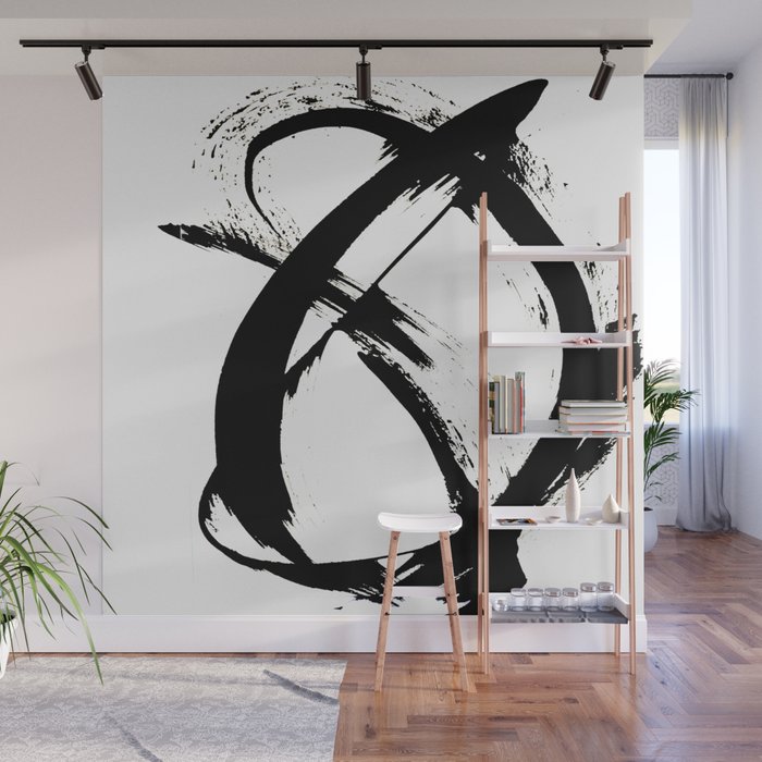 Brushstroke [7]: a minimal, abstract piece in black and white Wall Mural Gallery Image 1