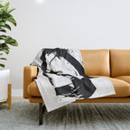 Brushstroke [7]: a minimal, abstract piece in black and white Throw Blanket Gallery Image 1
