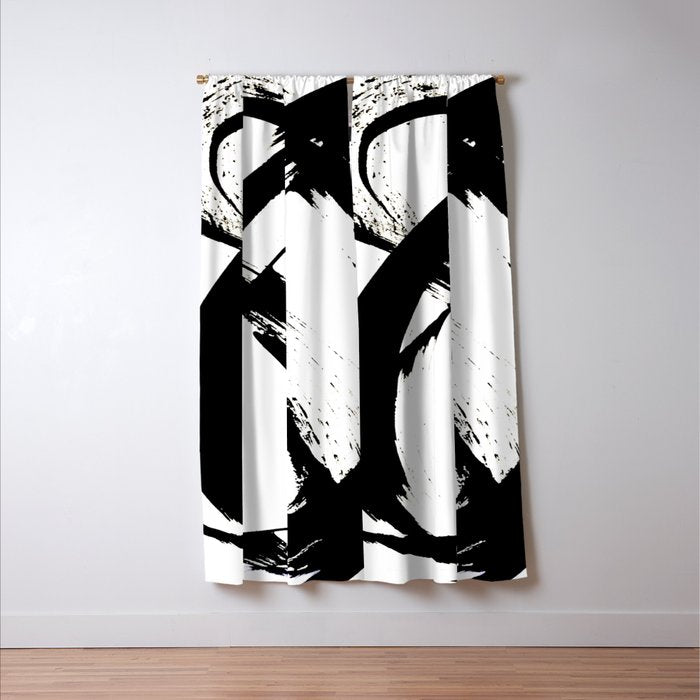 Brushstroke [7]: a minimal, abstract piece in black and white Window Curtain Gallery Image 3