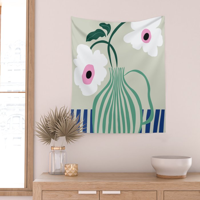 Floral pottery delight Wall Tapestry Gallery Image 2