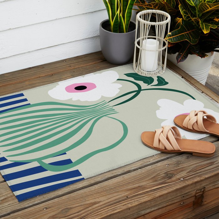 Floral pottery delight Outdoor Rug Gallery Image 2