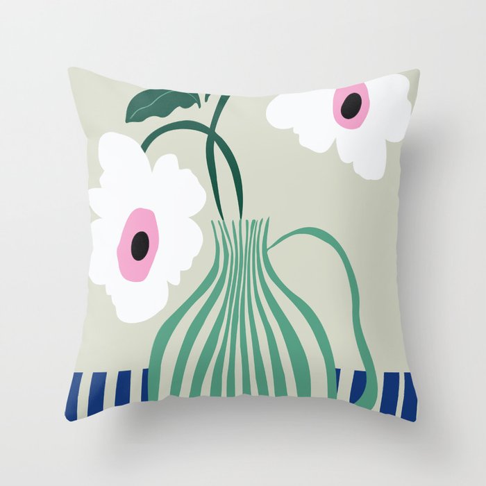 Floral pottery delight Throw Pillow Gallery Image 1