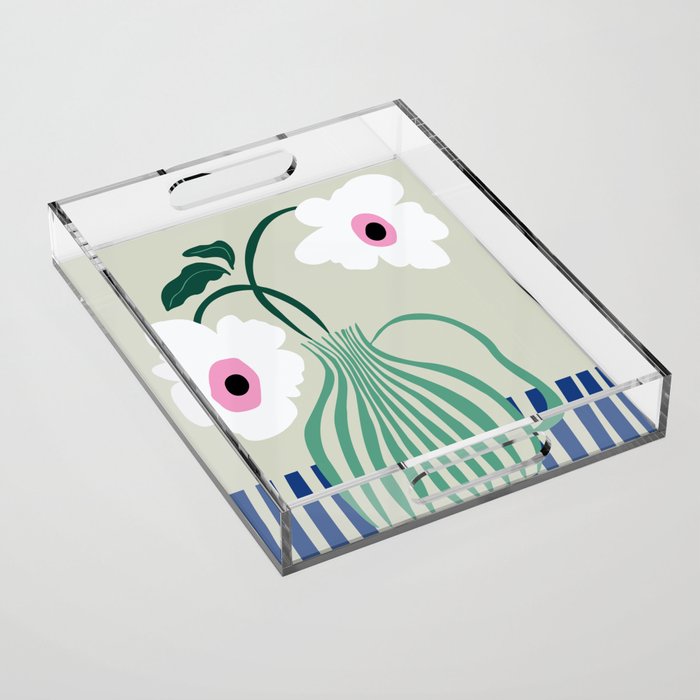 Floral pottery delight Acrylic Tray Gallery Image 1