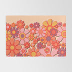 Retro Garden Flower Cuff 60s 70s Puffy Look Pink Peach Orange Pattern Rug Gallery Image 2