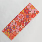Retro Garden Flower Cuff 60s 70s Puffy Look Pink Peach Orange Pattern Yoga Mat Gallery Image 1