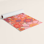 Retro Garden Flower Cuff 60s 70s Puffy Look Pink Peach Orange Pattern Yoga Mat Gallery Image 2