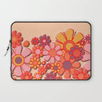Retro Garden Flower Cuff 60s 70s Puffy Look Pink Peach Orange Pattern Laptop Sleeve Gallery Image 1