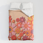Retro Garden Flower Cuff 60s 70s Puffy Look Pink Peach Orange Pattern Duvet Cover Gallery Image 6