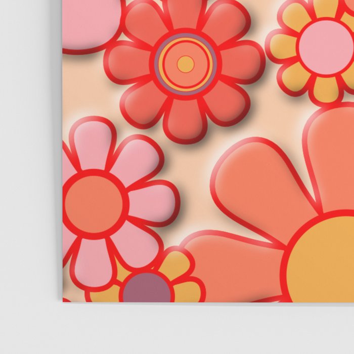 Retro Garden Flower Cuff 60s 70s Puffy Look Pink Peach Orange Pattern Poster Gallery Image 3