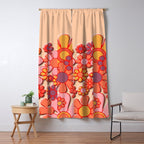 Retro Garden Flower Cuff 60s 70s Puffy Look Pink Peach Orange Pattern Window Curtain Gallery Image 5