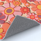 Retro Garden Flower Cuff 60s 70s Puffy Look Pink Peach Orange Pattern Rug Gallery Image 4
