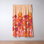 Retro Garden Flower Cuff 60s 70s Puffy Look Pink Peach Orange Pattern Window Curtain Gallery Image 3