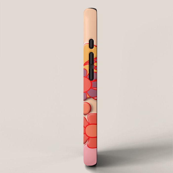 Retro Garden Flower Cuff 60s 70s Puffy Look Pink Peach Orange Pattern iPhone Case Gallery Image 2