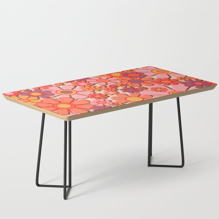 Retro Garden Flower Cuff 60s 70s Puffy Look Pink Peach Orange Pattern Coffee Table Gallery Image 1