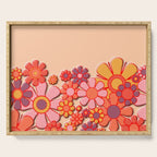 Retro Garden Flower Cuff 60s 70s Puffy Look Pink Peach Orange Pattern Serving Tray Gallery Image 1