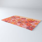 Retro Garden Flower Cuff 60s 70s Puffy Look Pink Peach Orange Pattern Rug Gallery Image 3