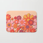 Retro Garden Flower Cuff 60s 70s Puffy Look Pink Peach Orange Pattern Bath Mat Gallery Image 1