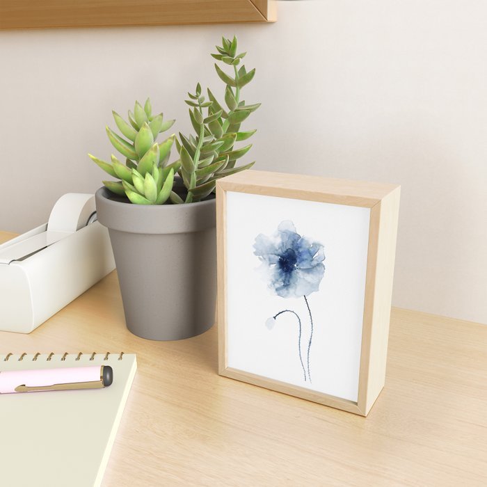 Blue Watercolor Poppies #2 Mini Art Print Gallery Image 2