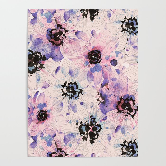 Abstract flowered paint modern Poster Gallery Image 1