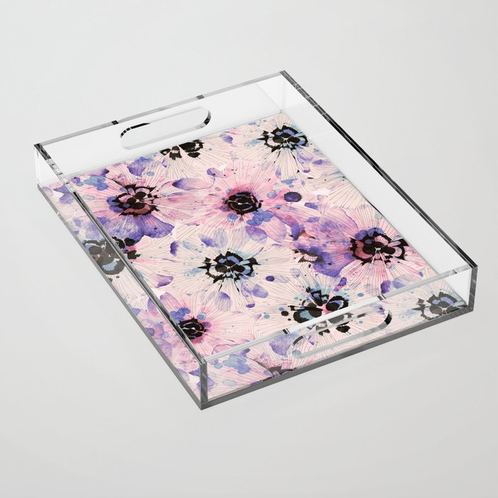 Abstract flowered paint modern Acrylic Tray Gallery Image 1