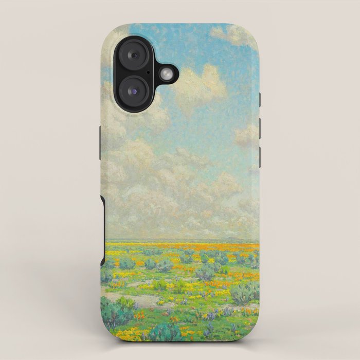 Granville Redmond Spring Antelope Valley Beautiful Landscape Painting Blue Sky Green Flower Filled F iPhone Case Gallery Image 1