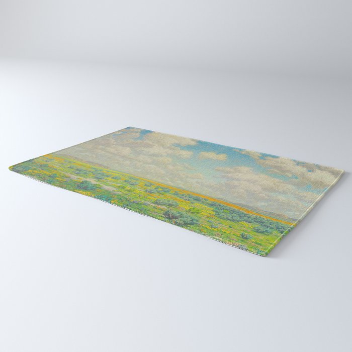 Granville Redmond Spring Antelope Valley Beautiful Landscape Painting Blue Sky Green Flower Filled F Rug Gallery Image 3