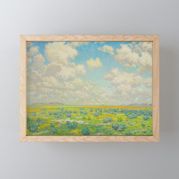 Granville Redmond Spring Antelope Valley Beautiful Landscape Painting Blue Sky Green Flower Filled F Mini Art Print Gallery Image 1