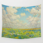 Granville Redmond Spring Antelope Valley Beautiful Landscape Painting Blue Sky Green Flower Filled F Wall Tapestry Gallery Image 4