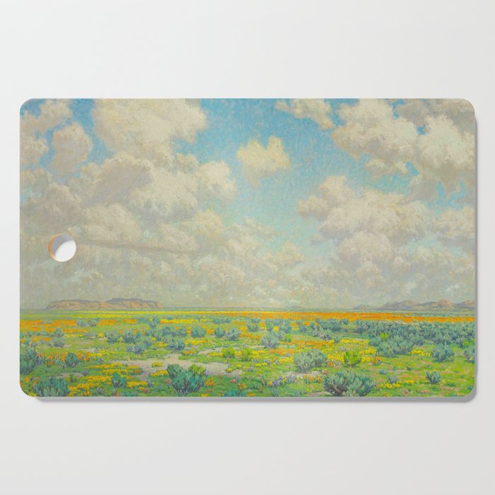 Granville Redmond Spring Antelope Valley Beautiful Landscape Painting Blue Sky Green Flower Filled F Cutting Board Gallery Image 1